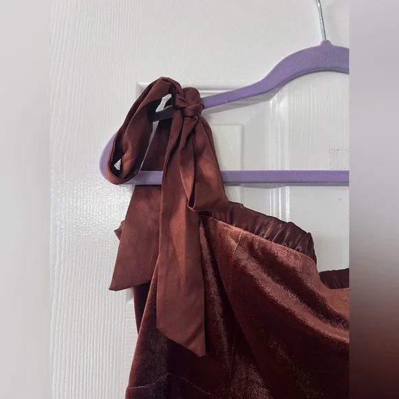 DANIELLE BERNSTEIN Rust Velvet Dress - Picture 2 of 7